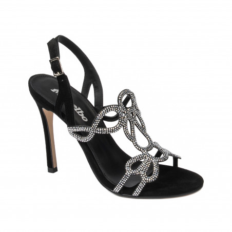 Damensandalen 1317 schwarzes Veloursleder