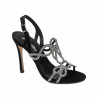 Damensandalen 1317 schwarzes Veloursleder
