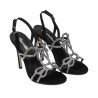 Damensandalen 1317 schwarzes Veloursleder