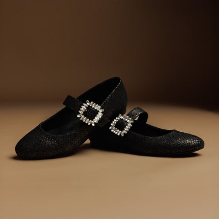Damen Ballerinas 1314 schwarz geprägt lifestyle