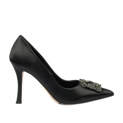 Elegante Damenschuhe 1339 schwarzer Satin