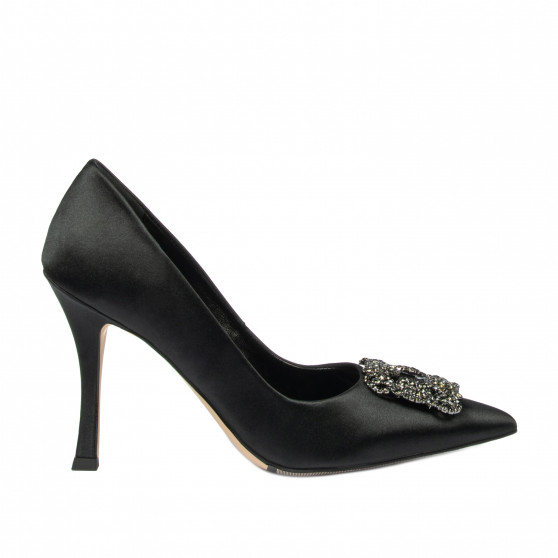 Elegante Damenschuhe 1339 schwarzer Satin