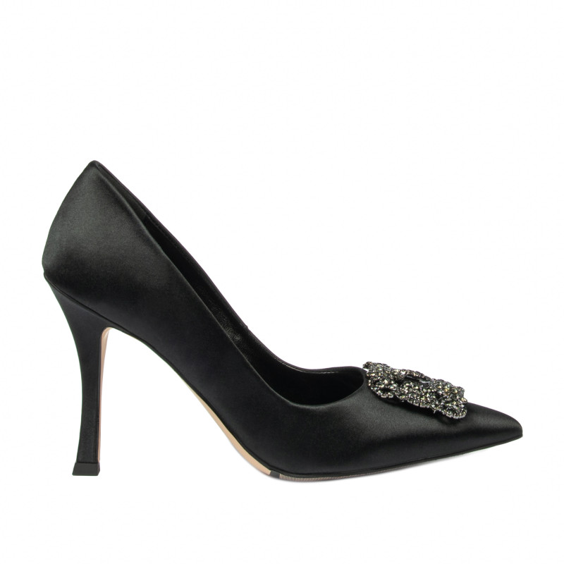 Elegante Damenschuhe 1339 schwarzer Satin
