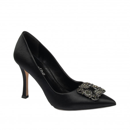 Elegante Damenschuhe 1339 schwarzer Satin