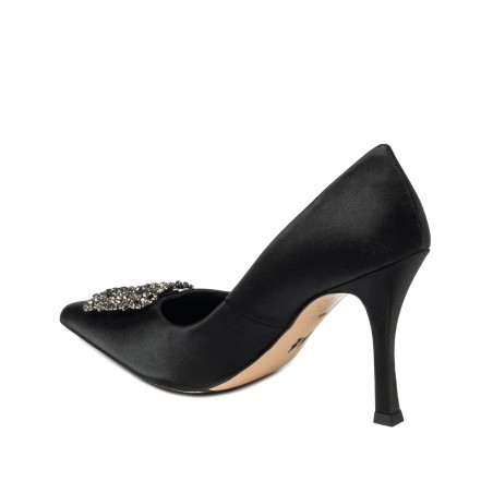 Elegante Damenschuhe 1339 schwarzer Satin