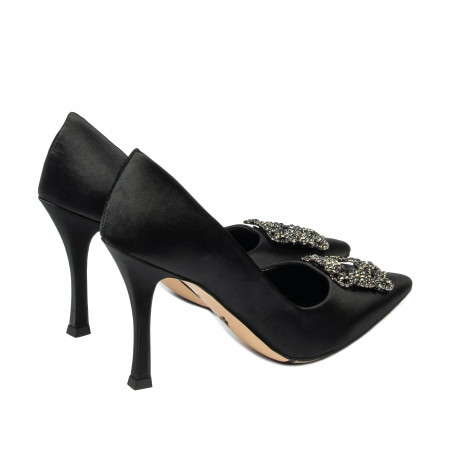 Elegante Damenschuhe 1339 schwarzer Satin