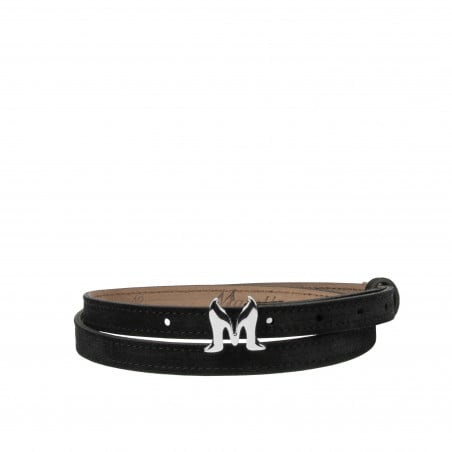 Damen Gürtel 42-1mc schwarzes Veloursleder