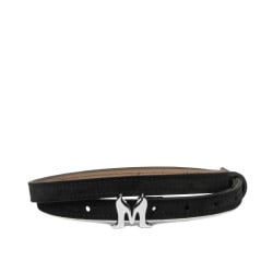 Damen Gürtel 42-1mc schwarzes Veloursleder