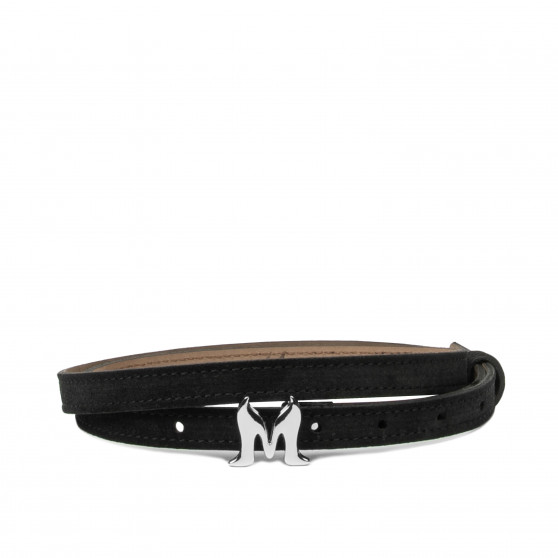 Damen Gürtel 42-1mc schwarzes Veloursleder