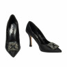 Elegante Damenschuhe 1339 schwarzer Satin