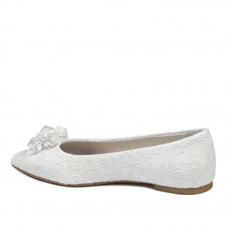 Damen-Ballerinas 1354 weißer Satin