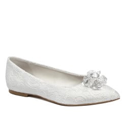 Damen-Ballerinas 1354 weißer Satin