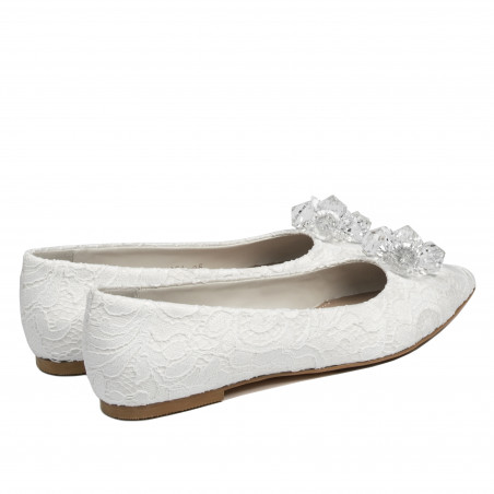 Damen-Ballerinas 1354 weißer Satin