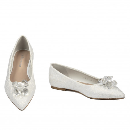 Damen-Ballerinas 1354 weißer Satin