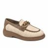 Damen Freizeitschuhe 6092 aus beigem Raffia kombiniert