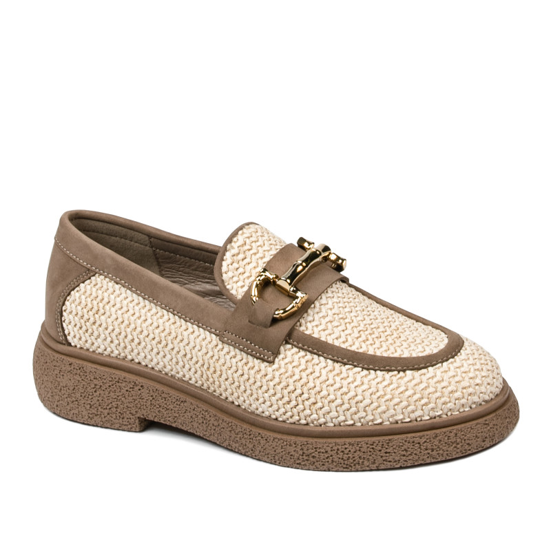 Damen Freizeitschuhe 6092 aus beigem Raffia kombiniert