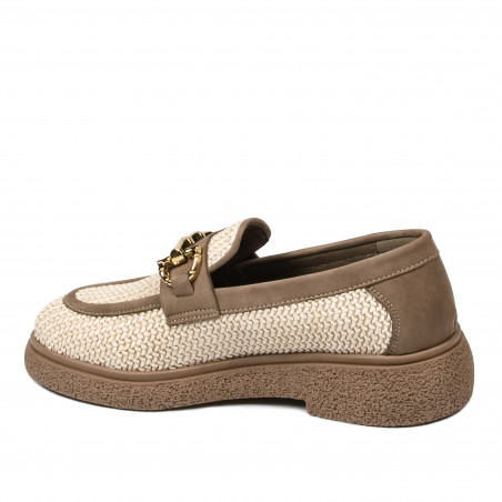 Damen Freizeitschuhe 6092 aus beigem Raffia kombiniert