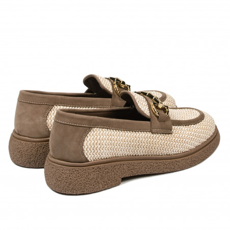 Damen Freizeitschuhe 6092 aus beigem Raffia kombiniert