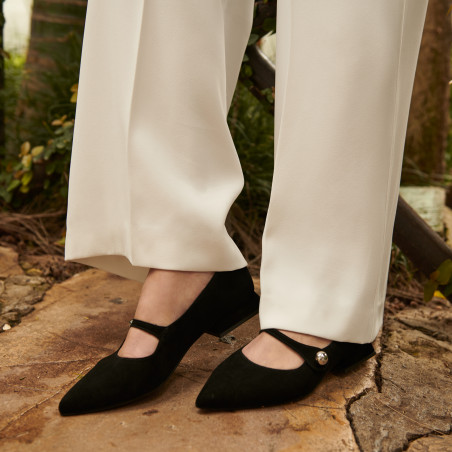 Damen-Ballerinas 1340 schwarz Velours lifestyle