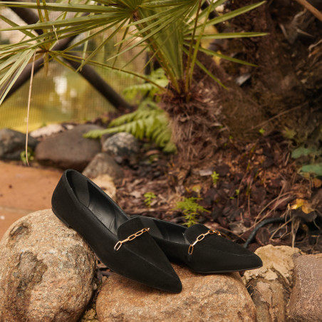 Damen-Ballerinas 1327 schwarz Velours lifestyle