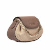 Damenschultertasche 027g Bufo Latte kombiniert mit Raffia
