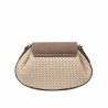 Damenschultertasche 027g Bufo Latte kombiniert mit Raffia