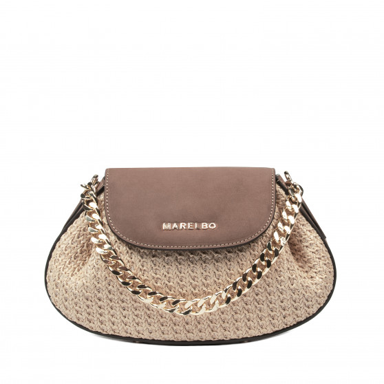 Damenschultertasche 027g Bufo Latte kombiniert mit Raffia Damenschultertasche 027g Bufo Latte kombiniert mit Raffia
