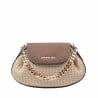 Damenschultertasche 027g Bufo Latte kombiniert mit Raffia