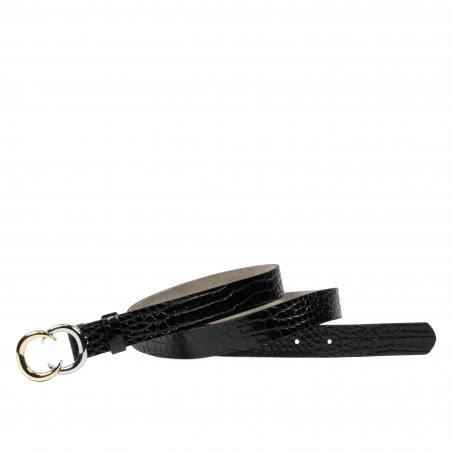 Damen Gürtel 37-1m Krokolack Schwarz