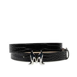 Damen-Gürtel 41-1m Kroko-Lack Schwarz