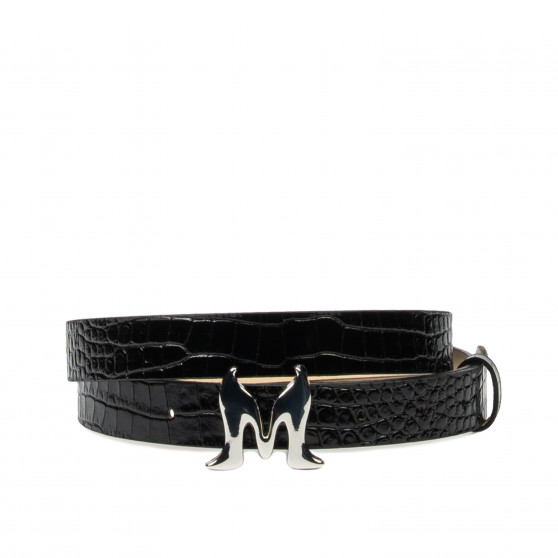 Damen-Gürtel 41-1m Kroko-Lack Schwarz Damen-Gürtel 41-1m Kroko-Lack Schwarz