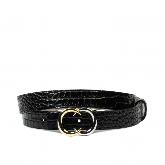 Damen Gürtel 37-1m Krokolack Schwarz
