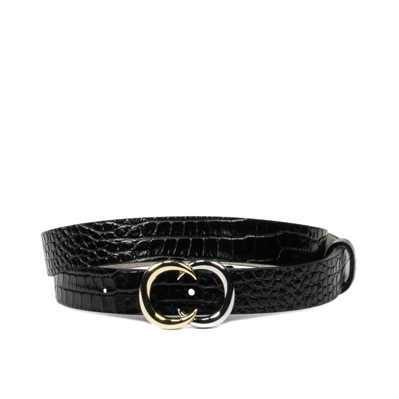 Damen Gürtel 37-1m Krokolack Schwarz
