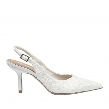 Damensandalen 1353 weißer Satin