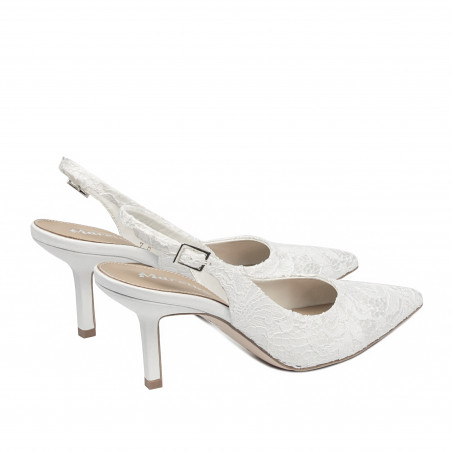 Damensandalen 1353 weißer Satin