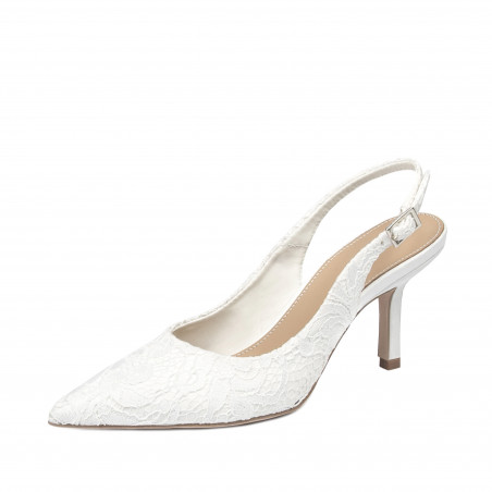 Damensandalen 1353 weißer Satin