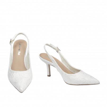 Damensandalen 1353 weißer Satin