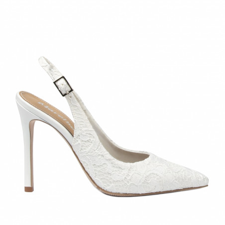 Damensandalen 1352 weißer Satin