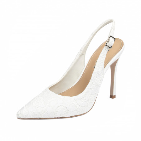 Damensandalen 1352 weißer Satin