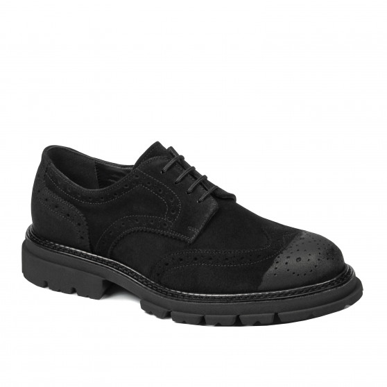 Herren Freizeit Schuhe 989 schwarz Veloursleder