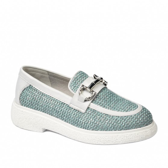 Damenschuhe casual 6092 Raffia Blau kombiniert Damenschuhe casual 6092 Raffia Blau kombiniert
