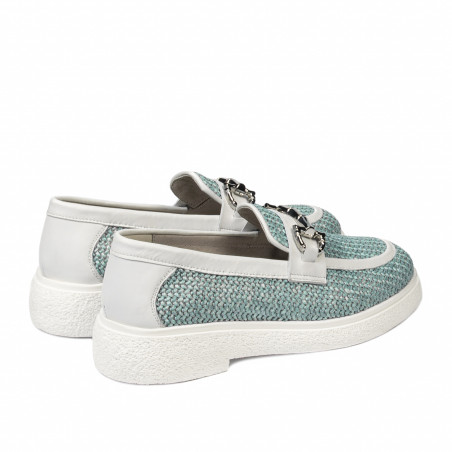 Damenschuhe casual 6092 Raffia Blau kombiniert