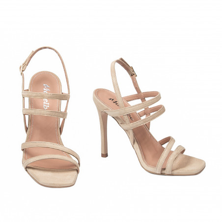 Damen-Sandalen 1345 Beige Veloursleder