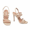 Damen-Sandalen 1345 Beige Veloursleder