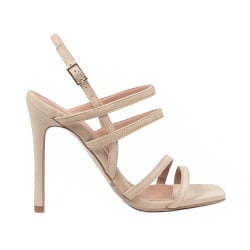 Damen-Sandalen 1345 Beige Veloursleder