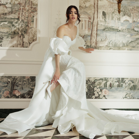 Damensandalen 1352 weißer Satin lifestyle