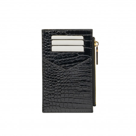 Kartenetui 209g Kroko Lack Schwarz