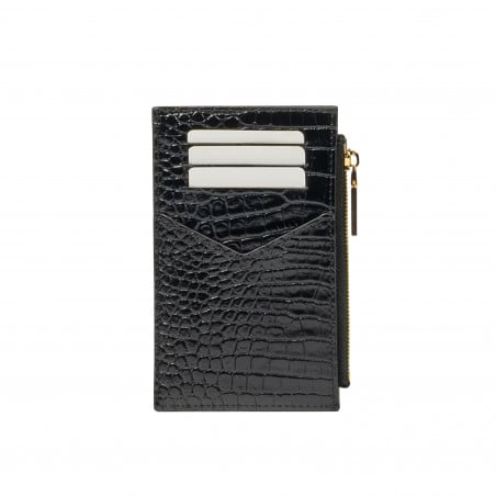 Kartenetui 209g Kroko Lack Schwarz
