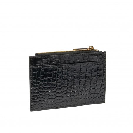 Kartenetui 209g Kroko Lack Schwarz