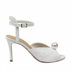Damensandalen 1351 weißer Satin